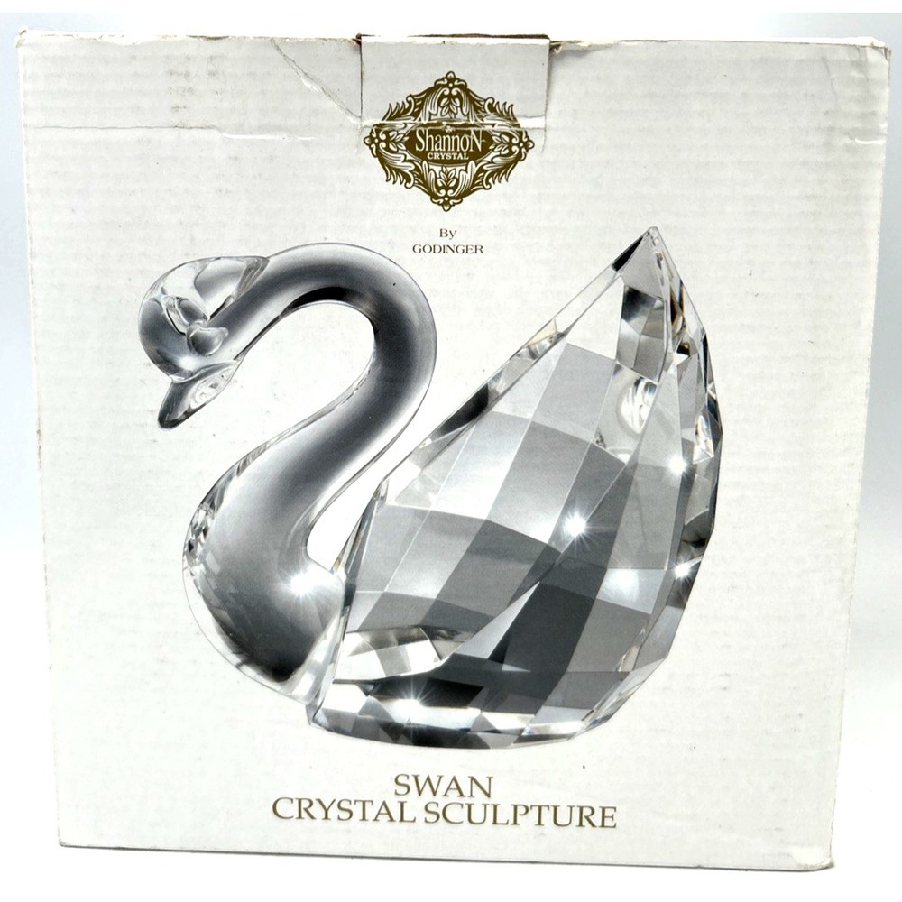Shannon Swan Crystal Sculpture Faceted‎ 4" Tall with Box #2535